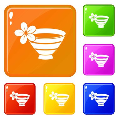 Spa simgeleri için su ile Kase vektör renk ayarlamak