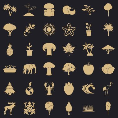 Canlı doğa Icons set, basit tarzı