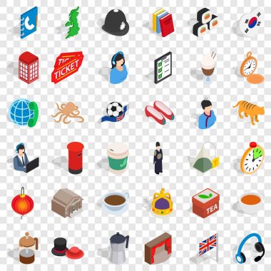 Tablet Icons set, izometrik stili