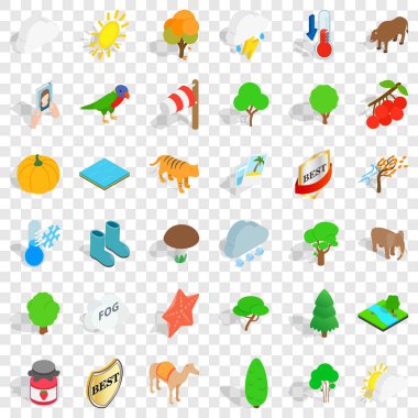 Vahşi hayvan Icons set, izometrik stili