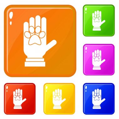 Evcil hayvan simgeleri için bağışlar vektör rengini ayarlar