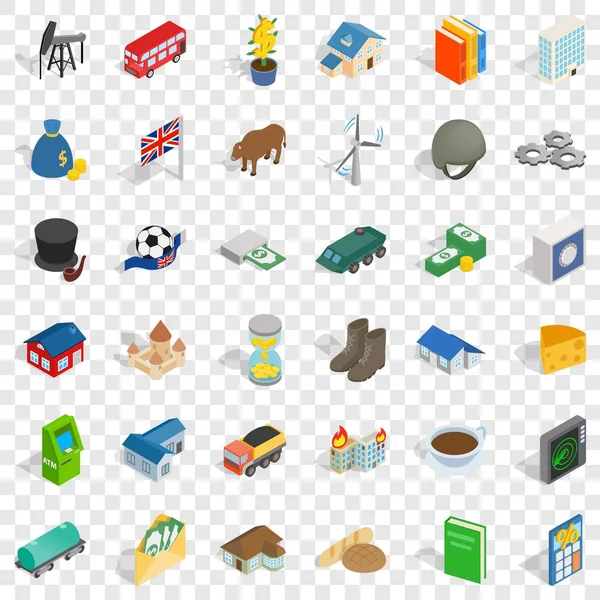 Zengin Icons set, izometrik stili — Stok Vektör