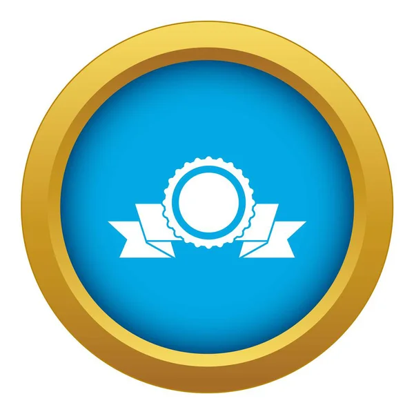 Medaglia con icona a nastro vettoriale blu isolato — Vettoriale Stock