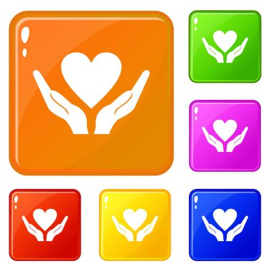 Kalp simgelerini tutan eller vektör rengini ayarlar