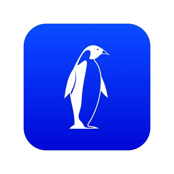 Rey pingüino icono digital azul — Archivo Imágenes Vectoriales