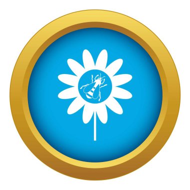 Çiçek simgesi mavi vektör izole üzerinde Arı