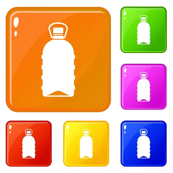 Big bottle icons set vector color — Stock Vector