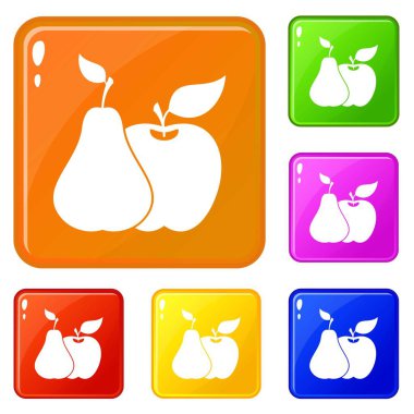 Elma ve armut simgeleri vektör rengini ayarlar