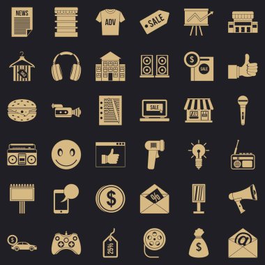 Mağazacılık Icons set, basit tarzı