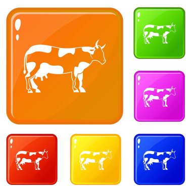 İnek simgeler kümesi vektör renk