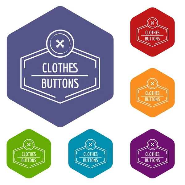 Botón de ropa iconos artesanales vector hexaedro — Archivo Imágenes Vectoriales