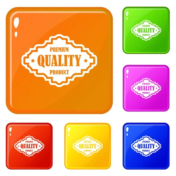 Premium qualità etichetta del prodotto icone impostare il colore vettoriale — Vettoriale Stock