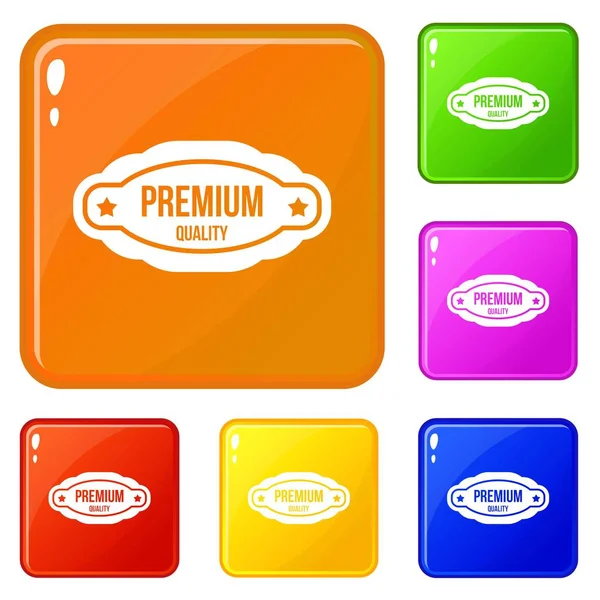 Premium icônes label de qualité définir la couleur vectorielle — Image vectorielle
