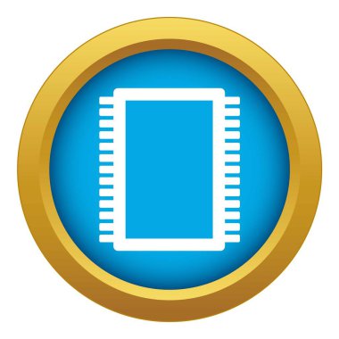 Bilgisayar elektronik devre kartı simgesi mavi vektör izole