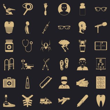 Doktora bakım Icons set, basit tarzı