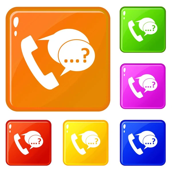 Signo de teléfono y apoyo burbujas de voz iconos de color de vector conjunto — Vector de stock