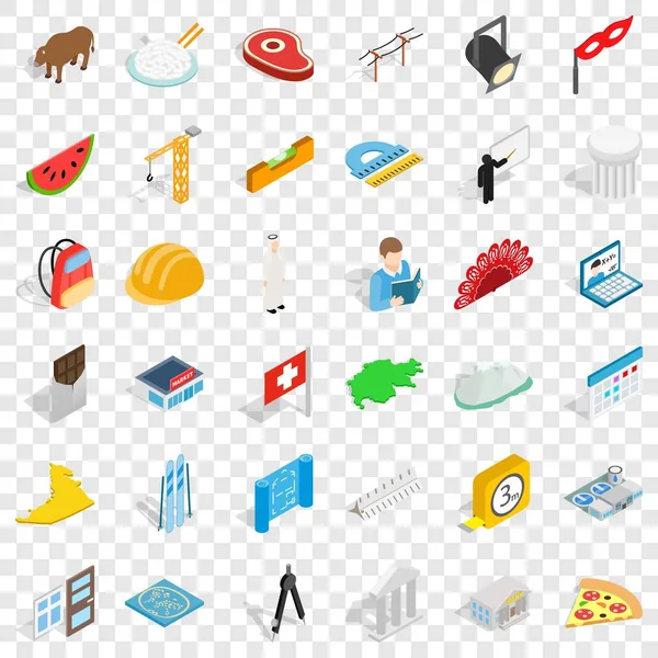 Conjunto de iconos de mercado, estilo isométrico — Vector de stock