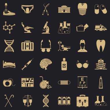 Psikoterapötik Icons set, basit tarzı