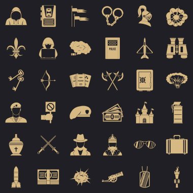 Savaş Icons set, basit tarzı Yasası