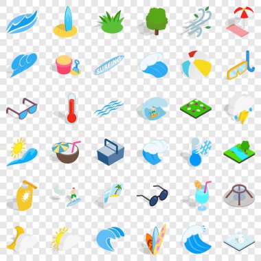 Bulut simgeleri ayarlandı, izometrik biçim