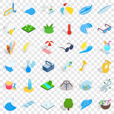 Dalga Icons set, izometrik tarzı