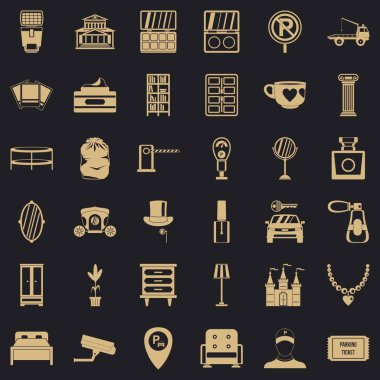 Ev atmosferi Icons set, basit tarzı