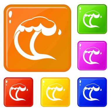 Okyanus veya deniz dalgası simgeleri vektör rengini ayarlamak