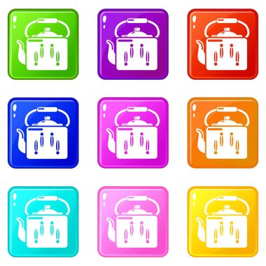 Kettle Retro simgeler 9 renk koleksiyonu ayarlamak