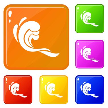 Su dalgası simgeler kümesi vektör renk