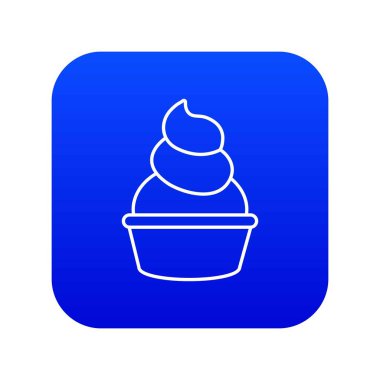 Krem Cupcake simge mavi vektör