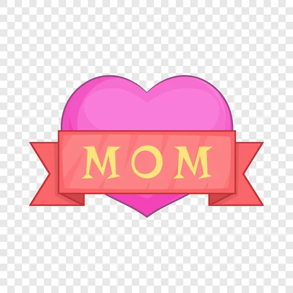 Mothers Day pink heart with red ribbon icon — Stock Vector