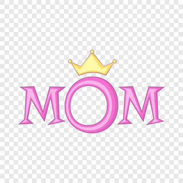 Lettering Mom with crown icon, cartoon style — Stock Vector