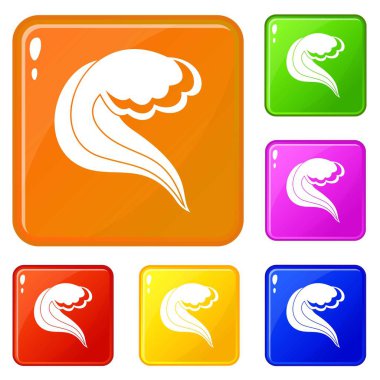 Okyanus veya deniz dalgası simgeleri vektör rengini ayarlamak