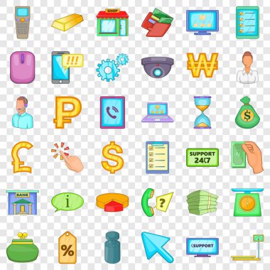 Finans Icons set, karikatür tarzı