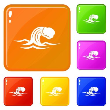 Köpüklü Dalga simgeleri vektör renk ayarlamak