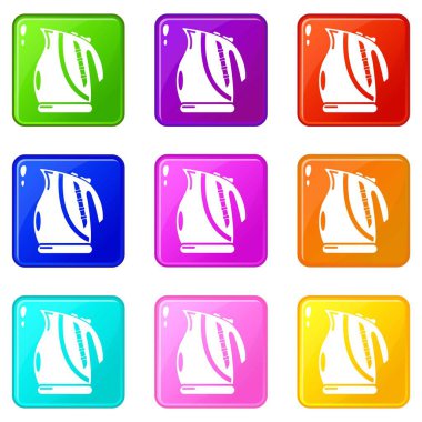 Kettle güç simgeleri 9 renk koleksiyonu ayarlamak