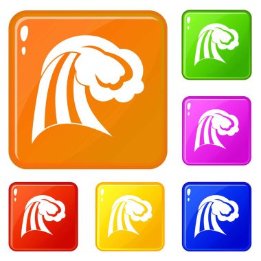 Büyük dalga simgeleri vektör rengi ayarlamak