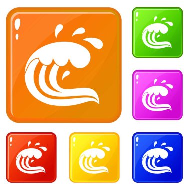 Su dalgası Splash simgeler vektör renk seti