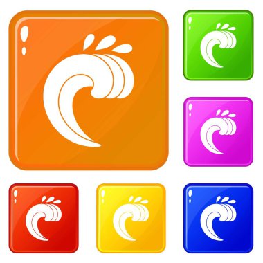 Büyük kıvrık dalga simgeleri vektör rengi ayarlamak