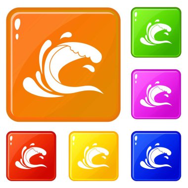 Su dalgası Splash simgeler vektör renk seti