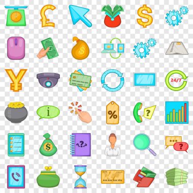 Para birimi simgeleri seti, karikatür tarzı