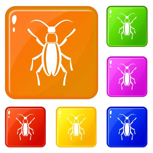 Beetle Bug Icons setzen Vektorfarbe — Stockvektor