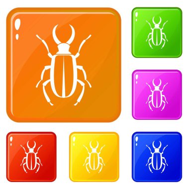 Lucanus Cervus simgeler vektör renk seti