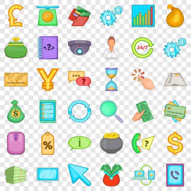 Kredi kartı Icons set, karikatür tarzı