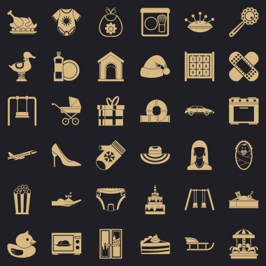 Yükseltmek çocuk simgeleri set, basit stil