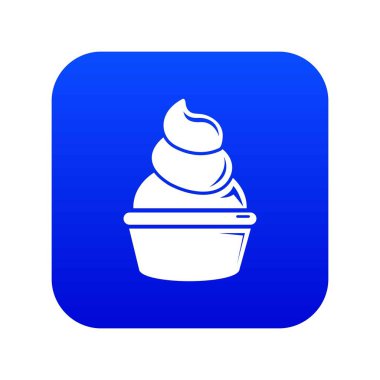 Krem Cupcake simge mavi vektör