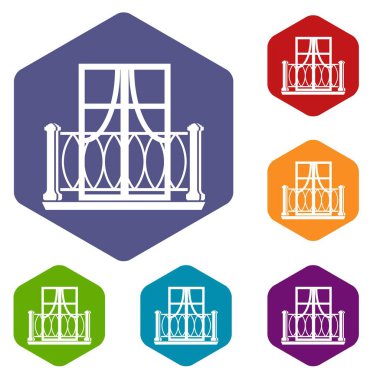 Açık balkon simgesi, basit tarzı