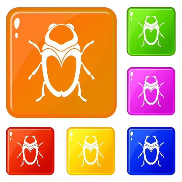 Escarabajo escarabajo iconos conjunto vector de color — Vector de stock
