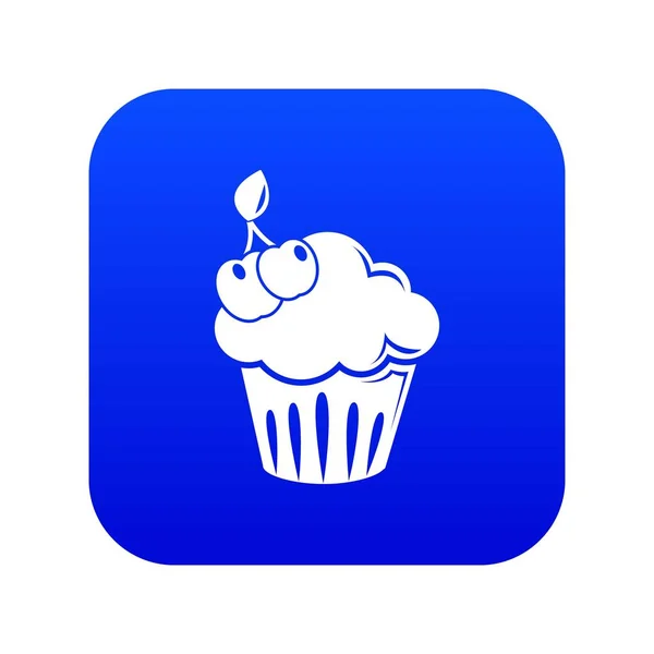 Cereza cupcake icono azul vector — Vector de stock