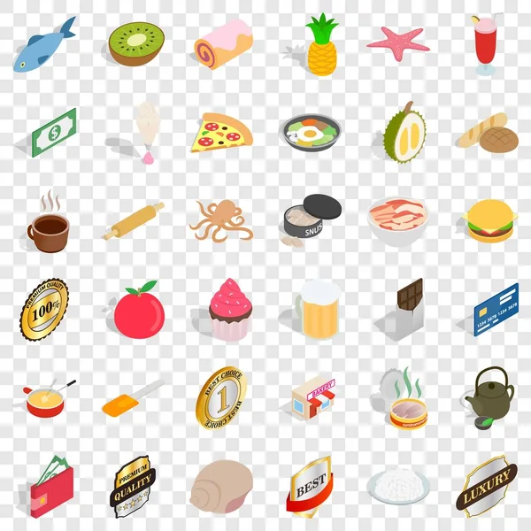 Conjunto de iconos de hamburguesa, estilo isométrico — Vector de stock